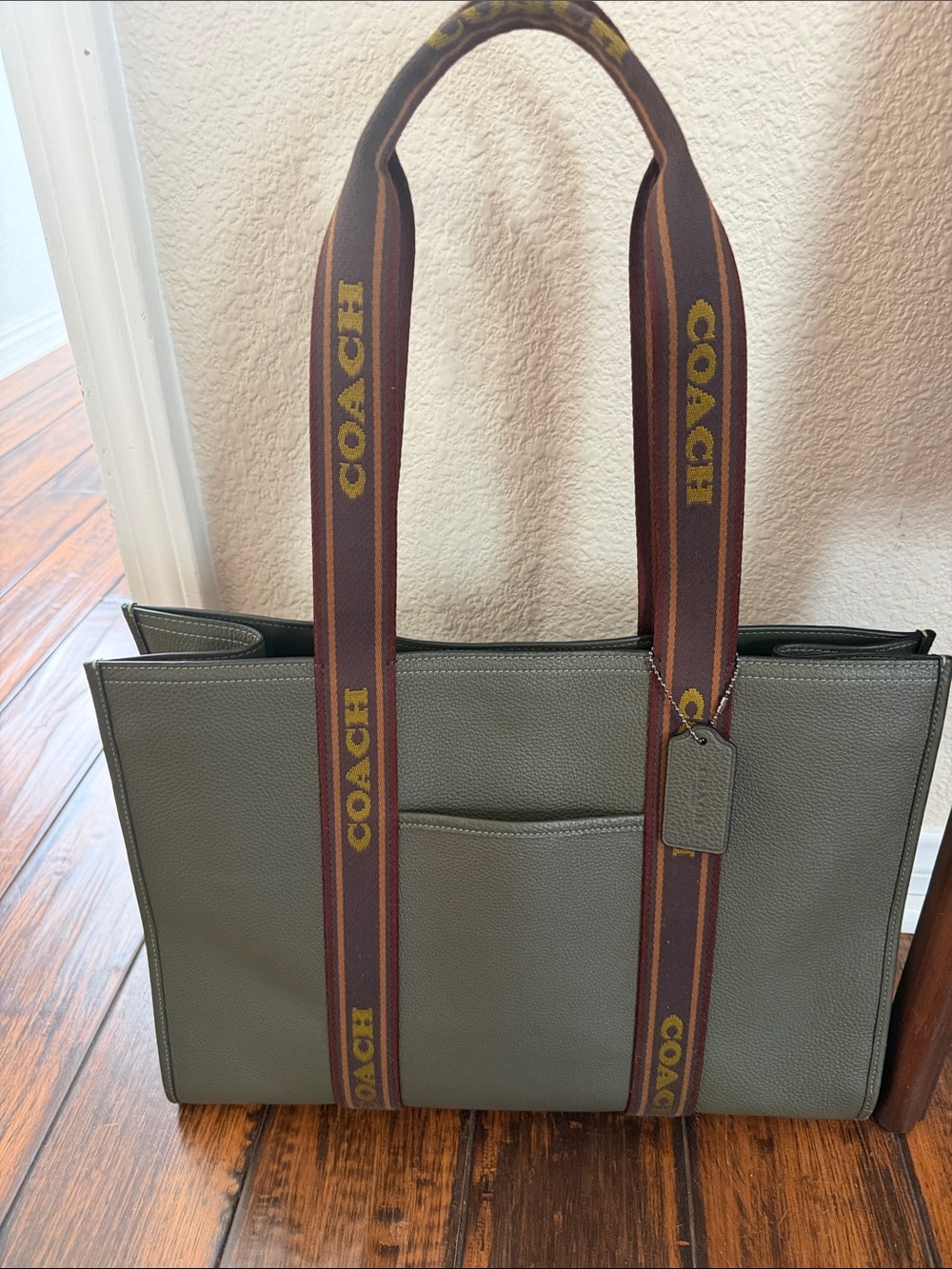 large smith tote bag coach dark green